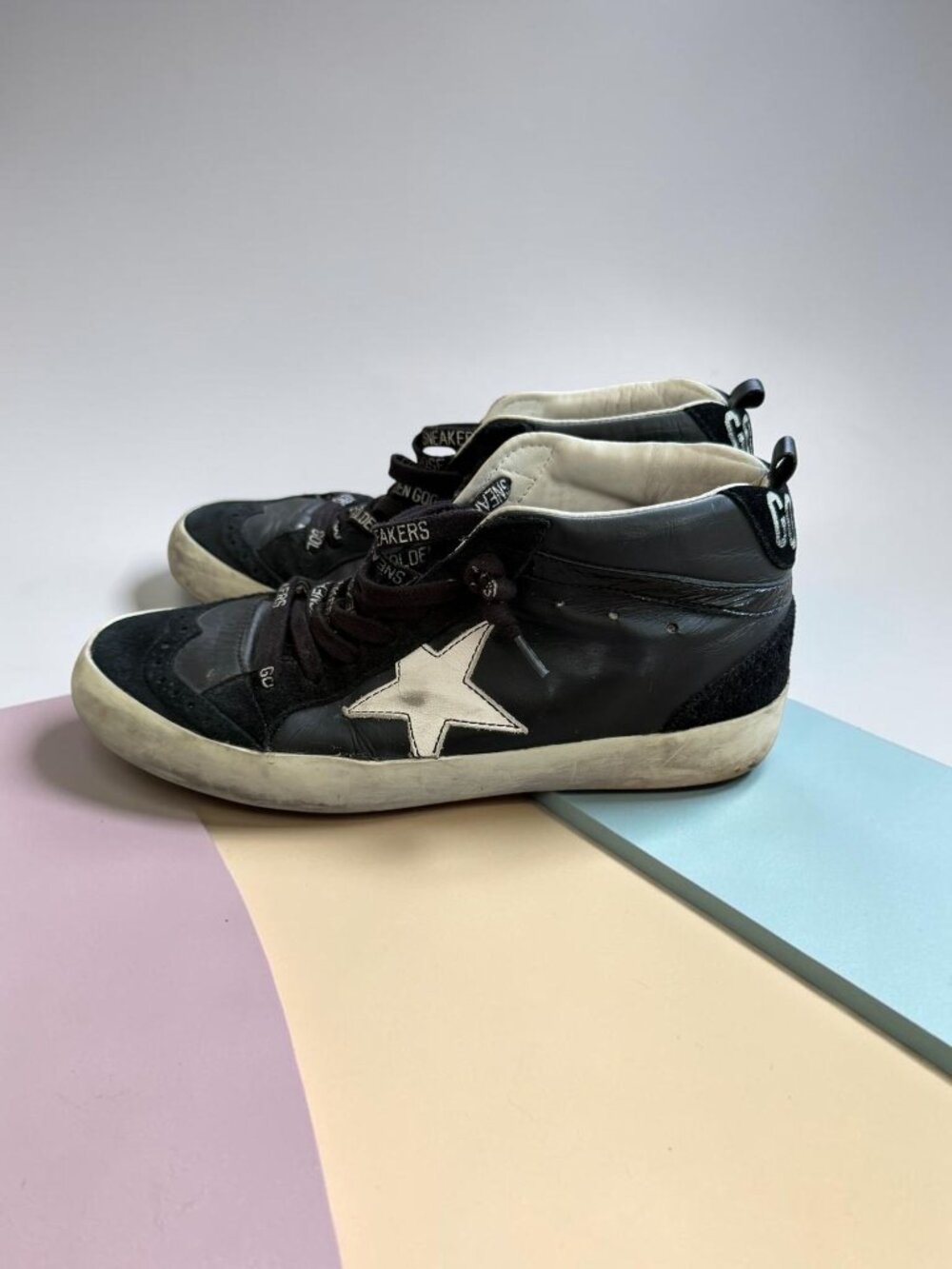 GOLDEN GOOSE Women’s Black Leather Hi Top Sneakers Size 36 / US 6